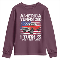 America Turns 250 I Turn 55 1971 55th Birthday Youth Sweatshirt Vintage Classic Original American Old Pickup Truck