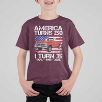 America Turns 250 I Turn 35 1991 35th Birthday T Shirt For Kid Vintage Classic Original American Old Pickup Truck
