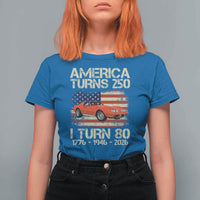 America Turns 250 I Turn 80 1946 80th Birthday T Shirt For Women Sports Car Retro Americana