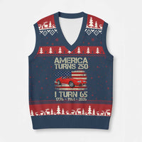 America Turns 250 I Turn 65 1961 65th Birthday V-Neck Knit Sweater Vest Sports Car Retro Americana