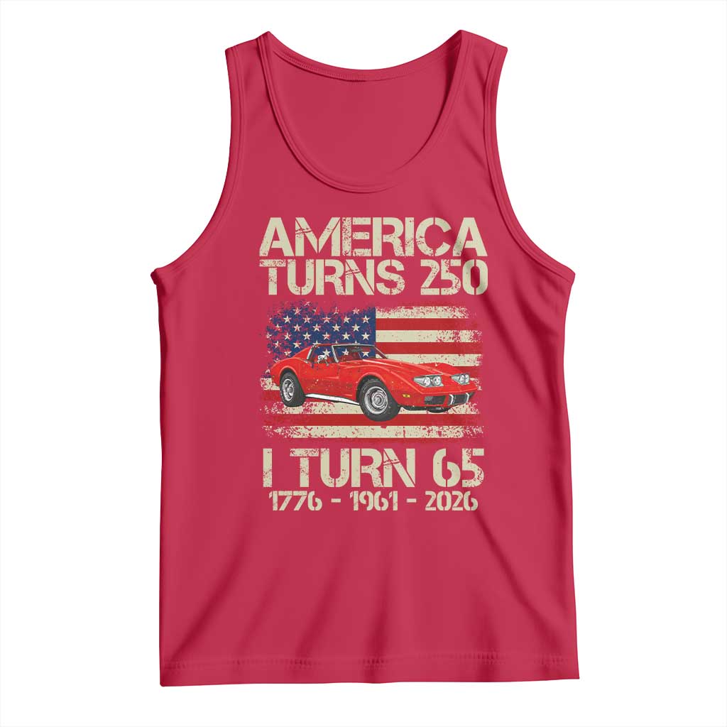 America Turns 250 I Turn 65 1961 65th Birthday Tank Top Sports Car Retro Americana