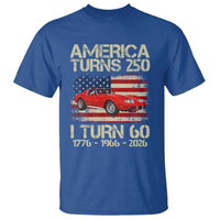 America Turns 250 I Turn 60 1966 60th Birthday T Shirt Sports Car Retro Americana