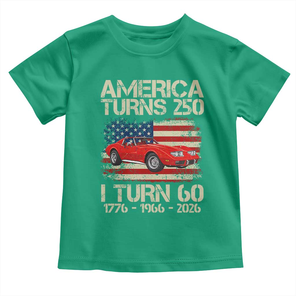 America Turns 250 I Turn 60 1966 60th Birthday Toddler T Shirt Sports Car Retro Americana