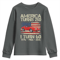America Turns 250 I Turn 60 1966 60th Birthday Youth Sweatshirt Sports Car Retro Americana