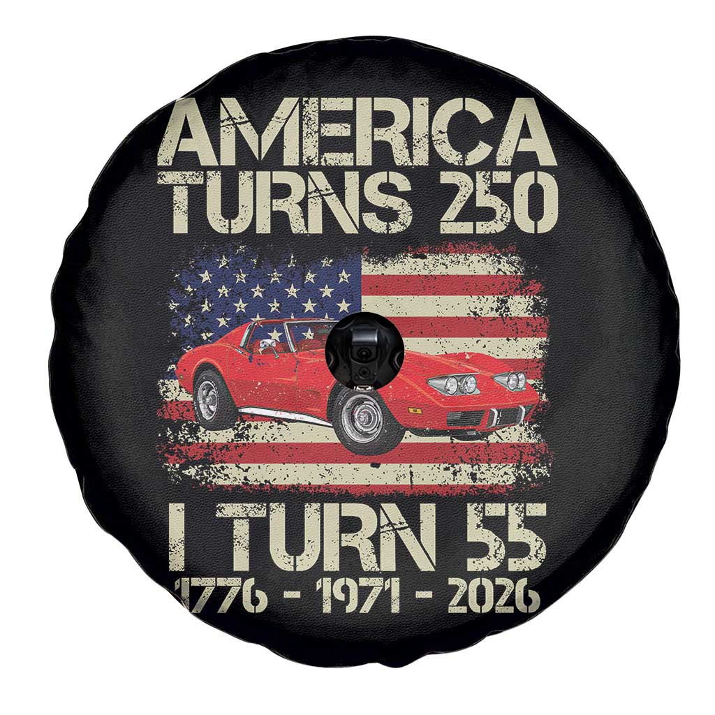 America Turns 250 I Turn 55 1971 55th Birthday Spare Tire Cover Sports Car Retro Americana