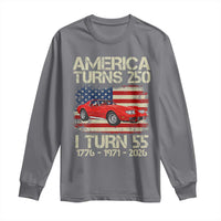 America Turns 250 I Turn 55 1971 55th Birthday Long Sleeve Shirt Sports Car Retro Americana