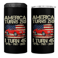 America Turns 250 I Turn 45 1981 45th Birthday 4 in 1 Can Cooler Tumbler Sports Car Retro Americana