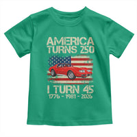 America Turns 250 I Turn 45 1981 45th Birthday Toddler T Shirt Sports Car Retro Americana