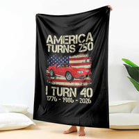 America Turns 250 I Turn 40 1986 40th Birthday Throw Blanket Sports Car Retro Americana