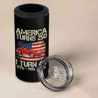 America Turns 250 I Turn 40 1986 40th Birthday 4 in 1 Can Cooler Tumbler Sports Car Retro Americana