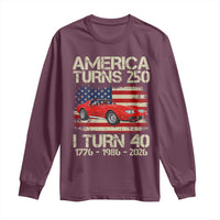 America Turns 250 I Turn 40 1986 40th Birthday Long Sleeve Shirt Sports Car Retro Americana