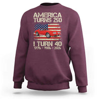 America Turns 250 I Turn 40 1986 40th Birthday Sweatshirt Sports Car Retro Americana