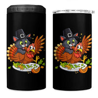 Funny Thanksgiving Cat Pilgrim Eat Turkey 4 in 1 Can Cooler Tumbler