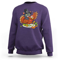 Funny Thanksgiving Cat Pilgrim Eat Turkey Sweatshirt - Wonder Print Shop