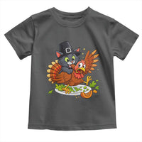 Funny Thanksgiving Cat Pilgrim Eat Turkey Toddler T Shirt - Wonder Print Shop