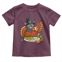 Funny Thanksgiving Cat Pilgrim Eat Turkey Toddler T Shirt - Wonder Print Shop
