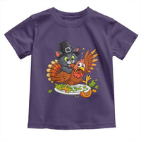 Funny Thanksgiving Cat Pilgrim Eat Turkey Toddler T Shirt - Wonder Print Shop
