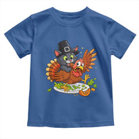 Funny Thanksgiving Cat Pilgrim Eat Turkey Toddler T Shirt - Wonder Print Shop