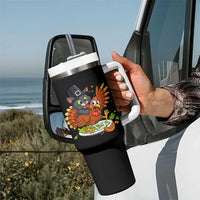 Funny Thanksgiving Cat Pilgrim Eat Turkey Tumbler With Handle