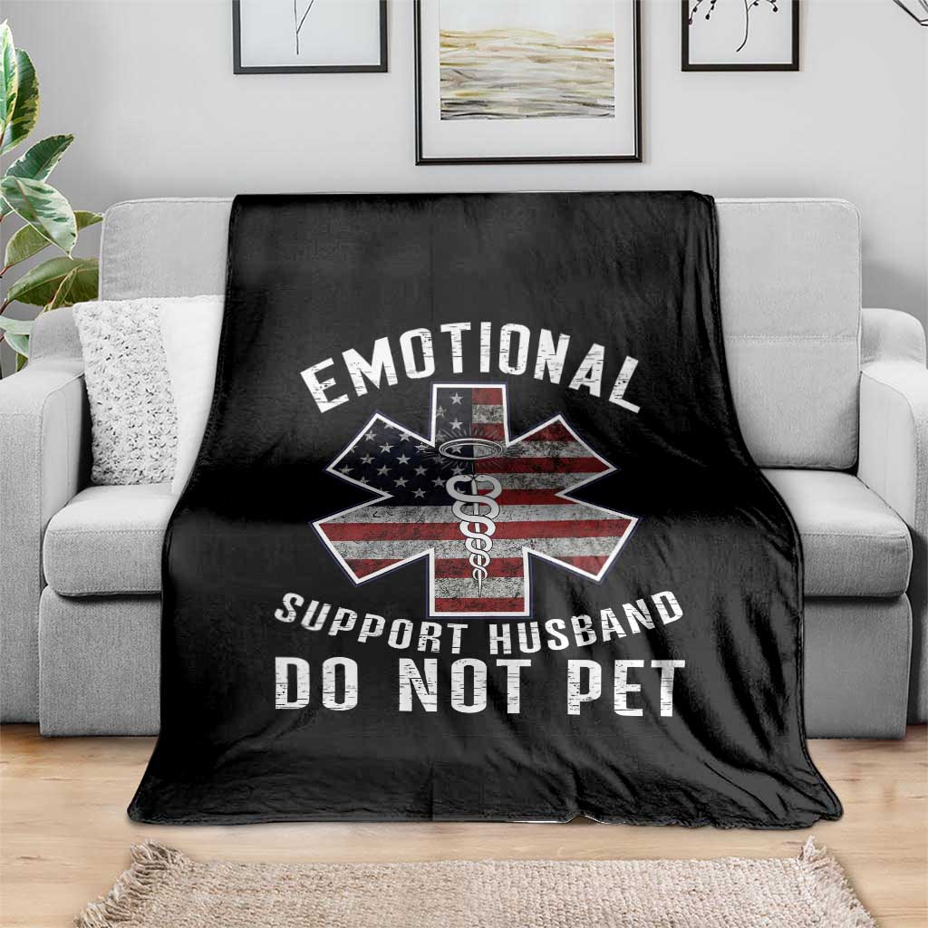Emotional Support Husband Do Not Pet Throw Blanket Funny Couples - Wonder Print Shop