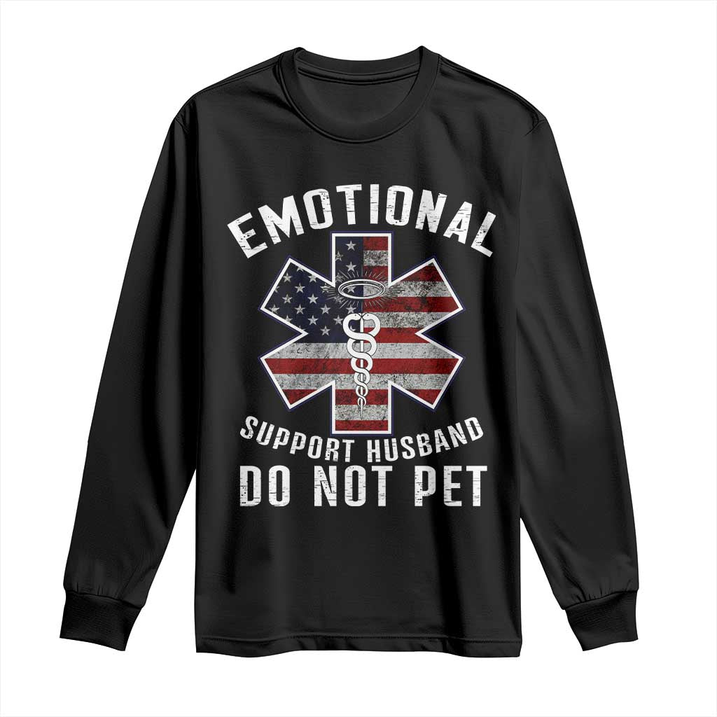 Emotional Support Husband Do Not Pet Long Sleeve Shirt Funny Couples - Wonder Print Shop
