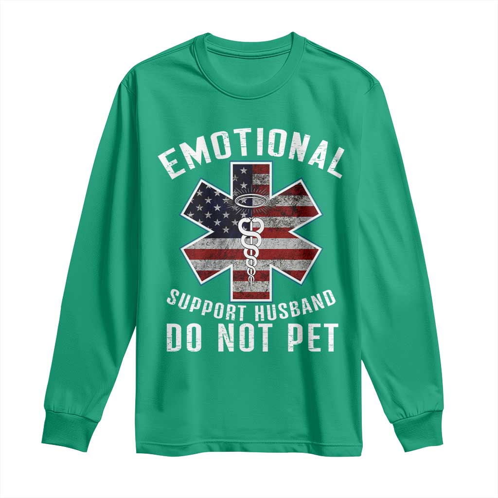 Emotional Support Husband Do Not Pet Long Sleeve Shirt Funny Couples - Wonder Print Shop
