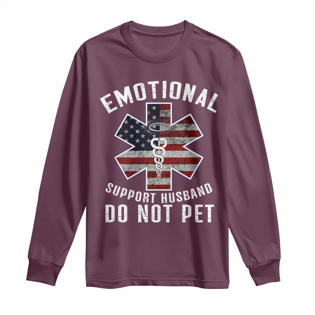 Emotional Support Husband Do Not Pet Long Sleeve Shirt Funny Couples - Wonder Print Shop