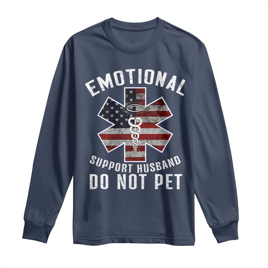 Emotional Support Husband Do Not Pet Long Sleeve Shirt Funny Couples - Wonder Print Shop