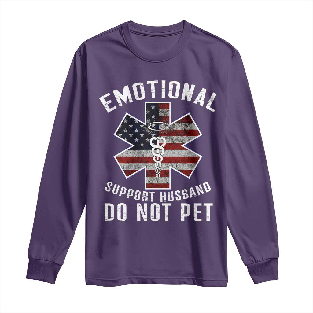 Emotional Support Husband Do Not Pet Long Sleeve Shirt Funny Couples - Wonder Print Shop