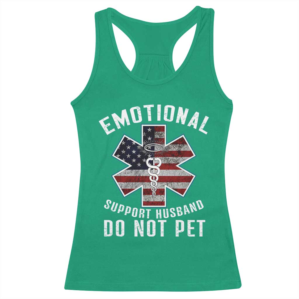Emotional Support Husband Do Not Pet Racerback Tank Top Funny Couples - Wonder Print Shop