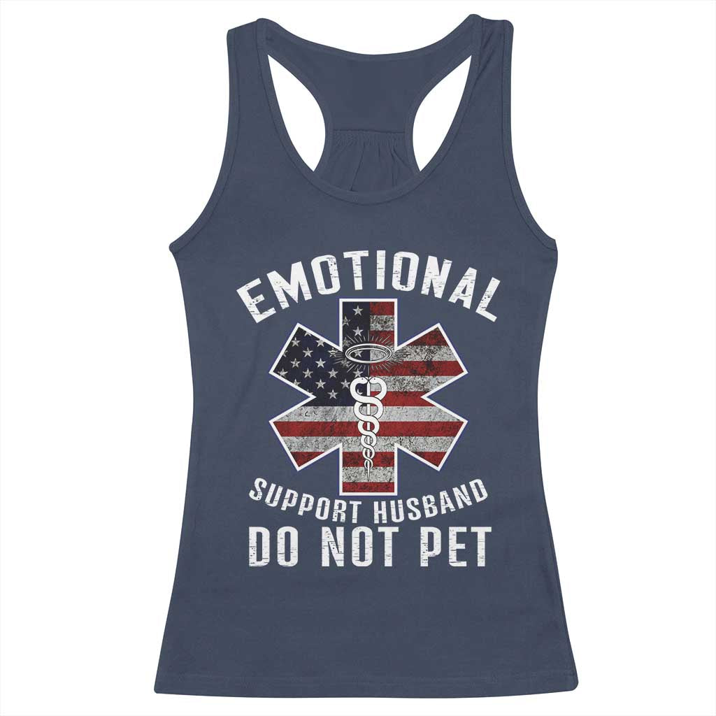 Emotional Support Husband Do Not Pet Racerback Tank Top Funny Couples - Wonder Print Shop
