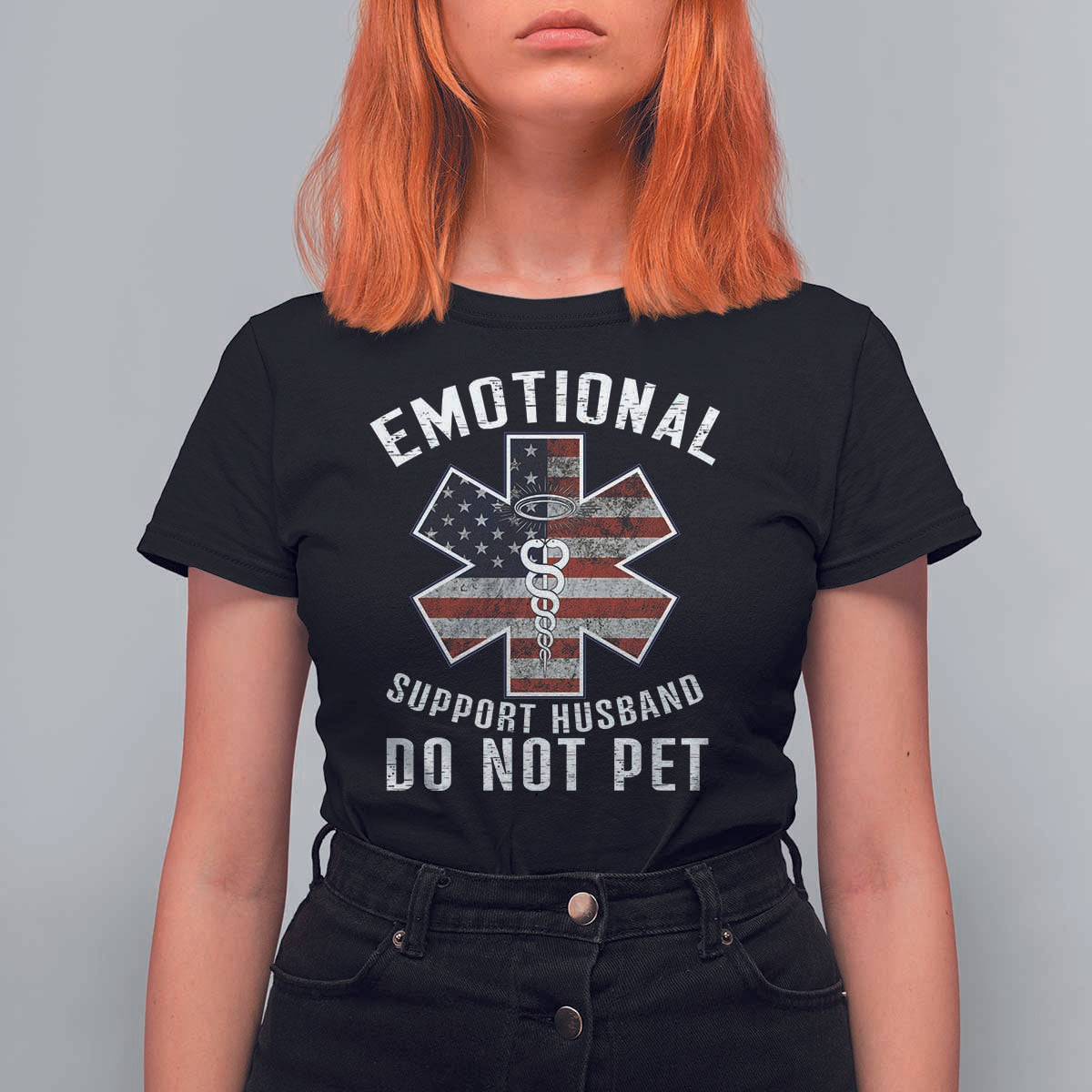 Emotional Support Husband Do Not Pet T Shirt For Women Funny Couples - Wonder Print Shop