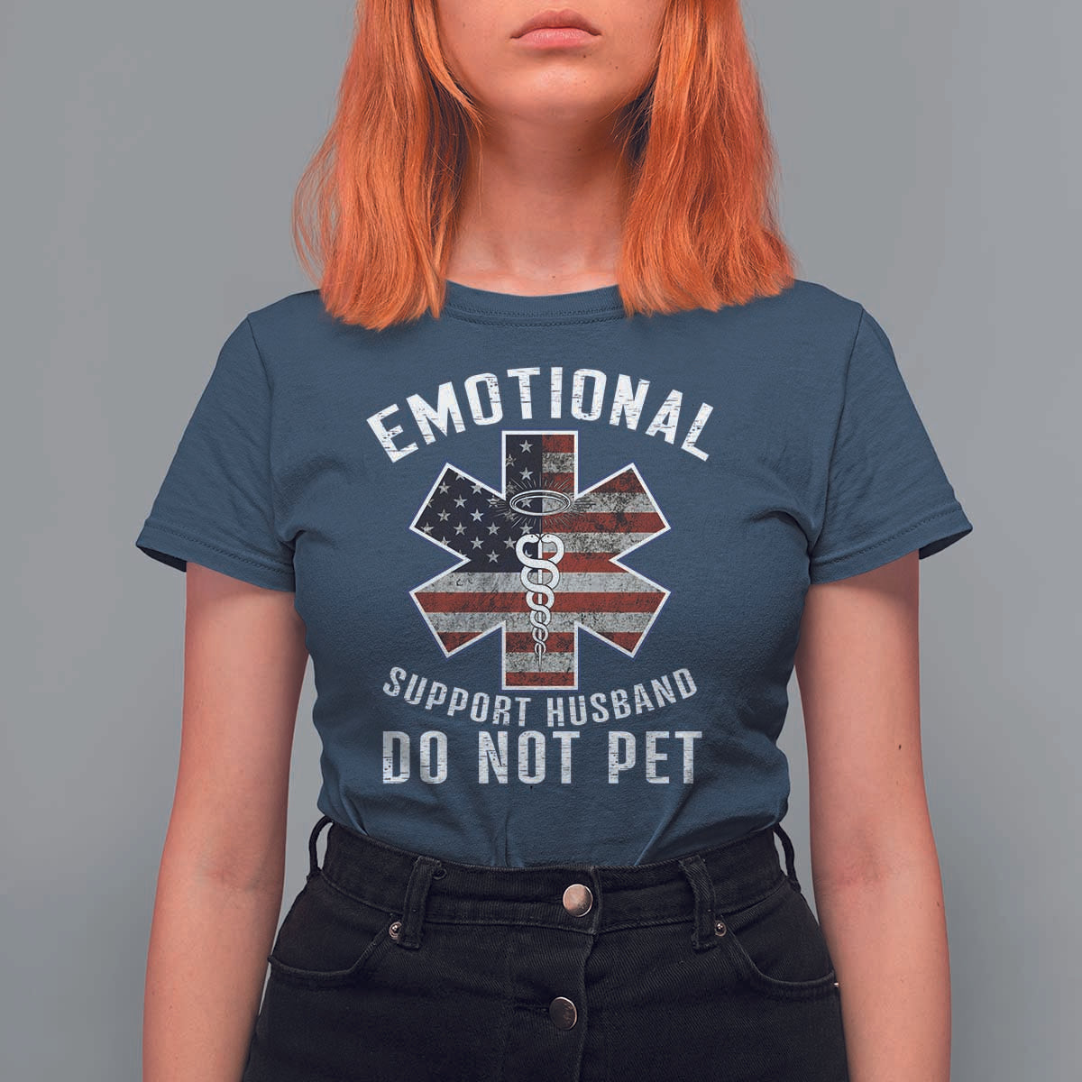 Emotional Support Husband Do Not Pet T Shirt For Women Funny Couples - Wonder Print Shop