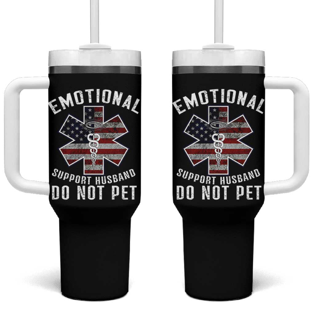 Emotional Support Husband Do Not Pet Tumbler With Handle Funny Couples