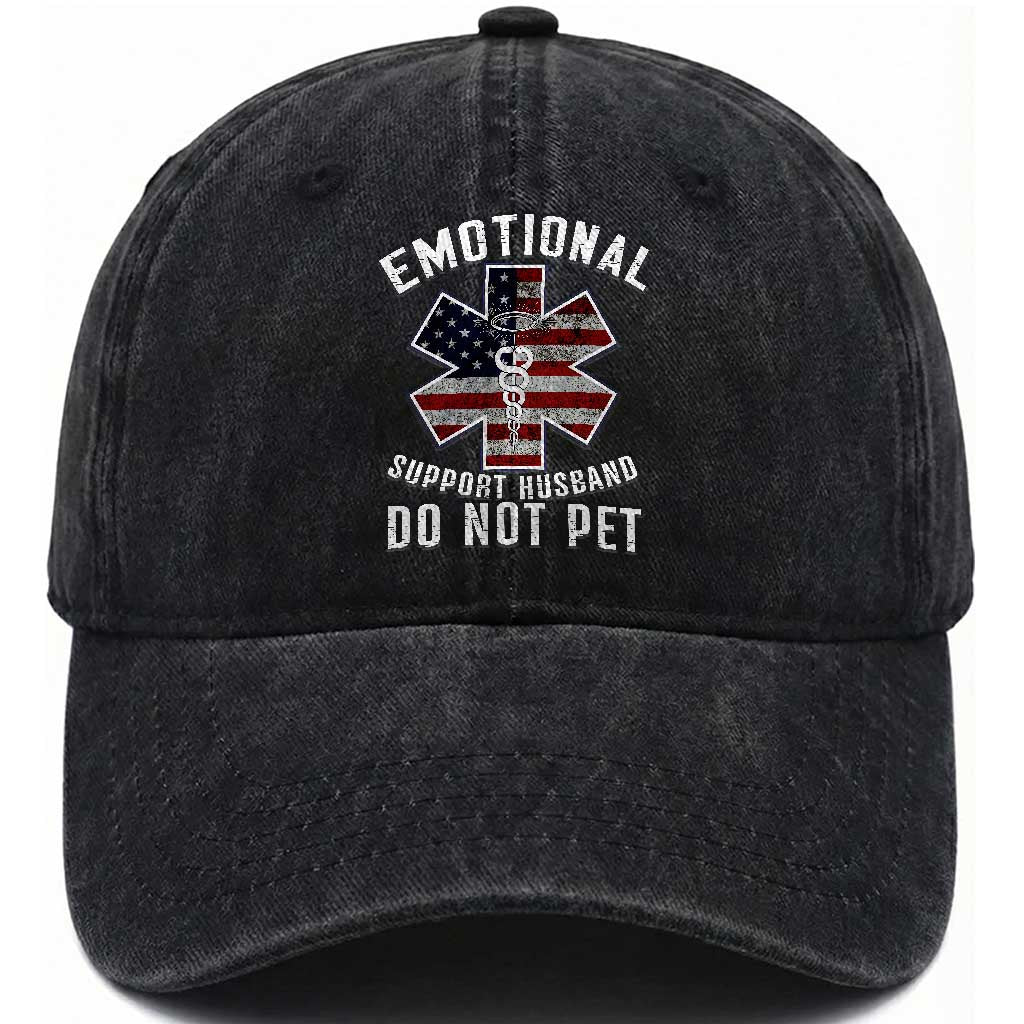 Emotional Support Husband Do Not Pet Washed Cotton Baseball Cap Funny Couples