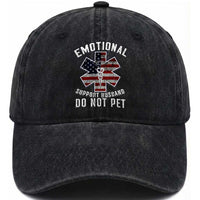 Emotional Support Husband Do Not Pet Washed Cotton Baseball Cap Funny Couples