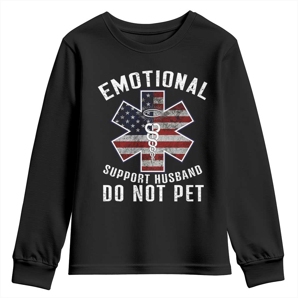 Emotional Support Husband Do Not Pet Youth Sweatshirt Funny Couples - Wonder Print Shop