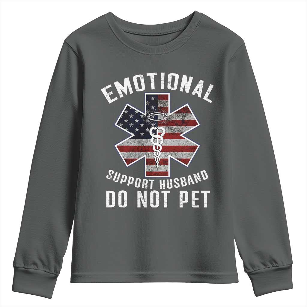 Emotional Support Husband Do Not Pet Youth Sweatshirt Funny Couples - Wonder Print Shop