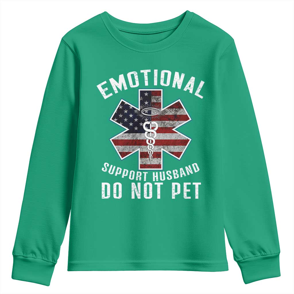 Emotional Support Husband Do Not Pet Youth Sweatshirt Funny Couples - Wonder Print Shop