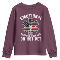 Emotional Support Husband Do Not Pet Youth Sweatshirt Funny Couples - Wonder Print Shop