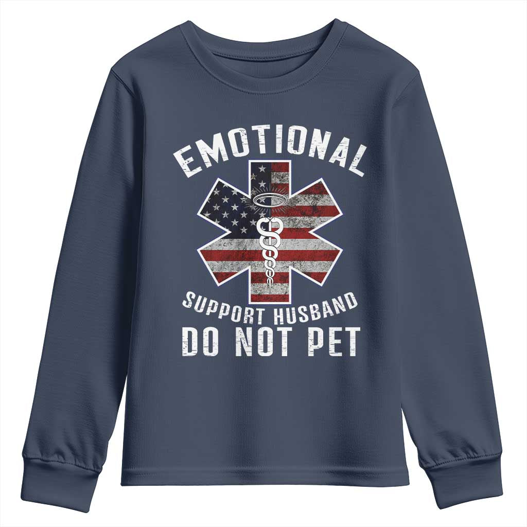 Emotional Support Husband Do Not Pet Youth Sweatshirt Funny Couples - Wonder Print Shop
