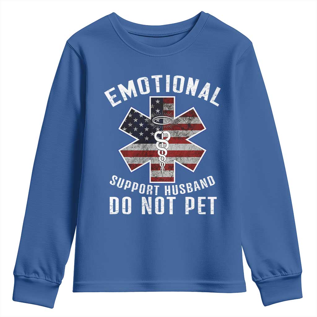 Emotional Support Husband Do Not Pet Youth Sweatshirt Funny Couples - Wonder Print Shop