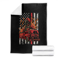 Firefighter Patriotic Fire Truck Fireman American Flag Throw Blanket - Wonder Print Shop