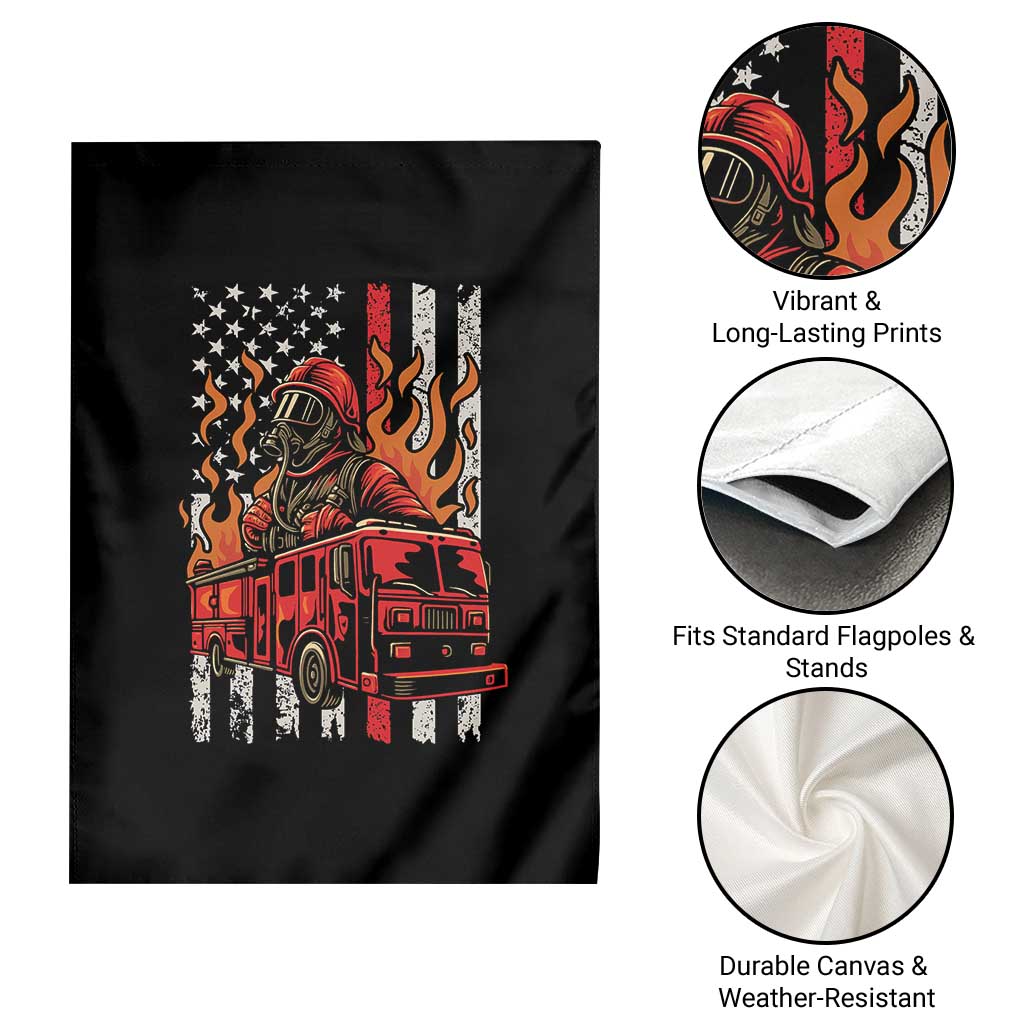 Firefighter Patriotic Fire Truck Fireman American Flag Garden Flag - Wonder Print Shop