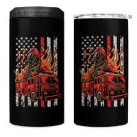 Firefighter Patriotic Fire Truck Fireman American Flag 4 in 1 Can Cooler Tumbler
