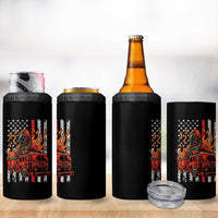 Firefighter Patriotic Fire Truck Fireman American Flag 4 in 1 Can Cooler Tumbler