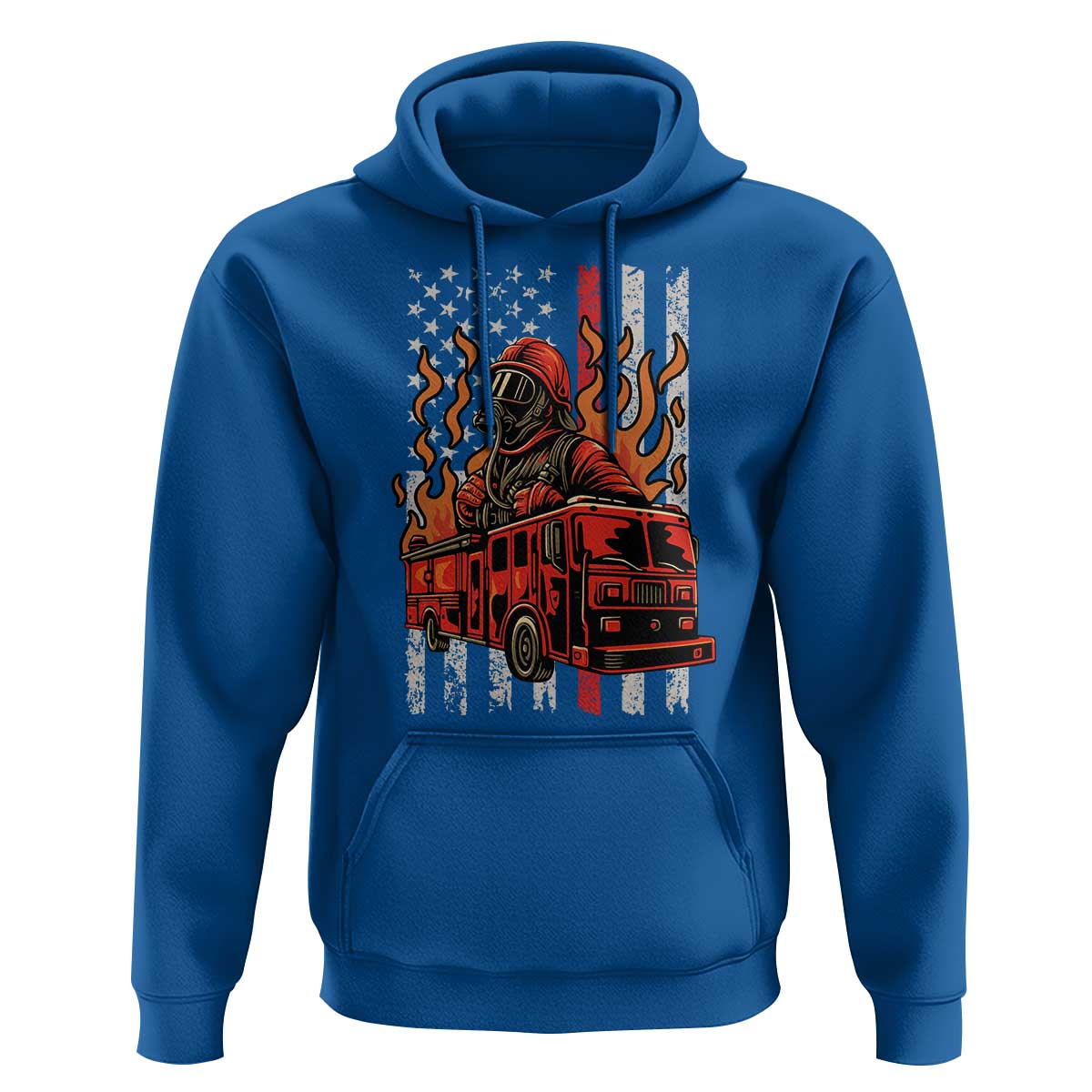 Firefighter Patriotic Fire Truck Fireman American Flag Hoodie - Wonder Print Shop
