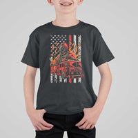Firefighter Patriotic Fire Truck Fireman American Flag T Shirt For Kid - Wonder Print Shop