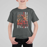 Firefighter Patriotic Fire Truck Fireman American Flag T Shirt For Kid - Wonder Print Shop