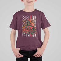 Firefighter Patriotic Fire Truck Fireman American Flag T Shirt For Kid - Wonder Print Shop